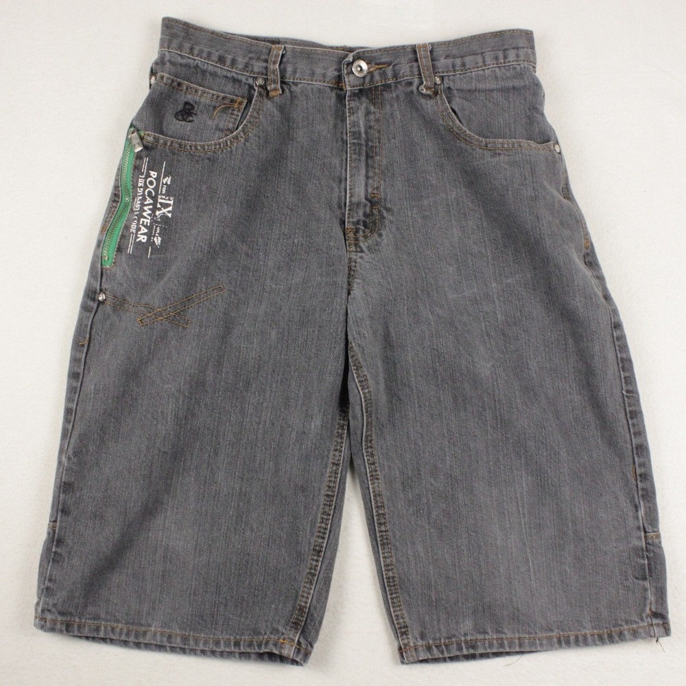 Rocawear Mens 30 Baggy Denim Jorts Gray Y2K Hip Hop Skate 2000s Streetwear